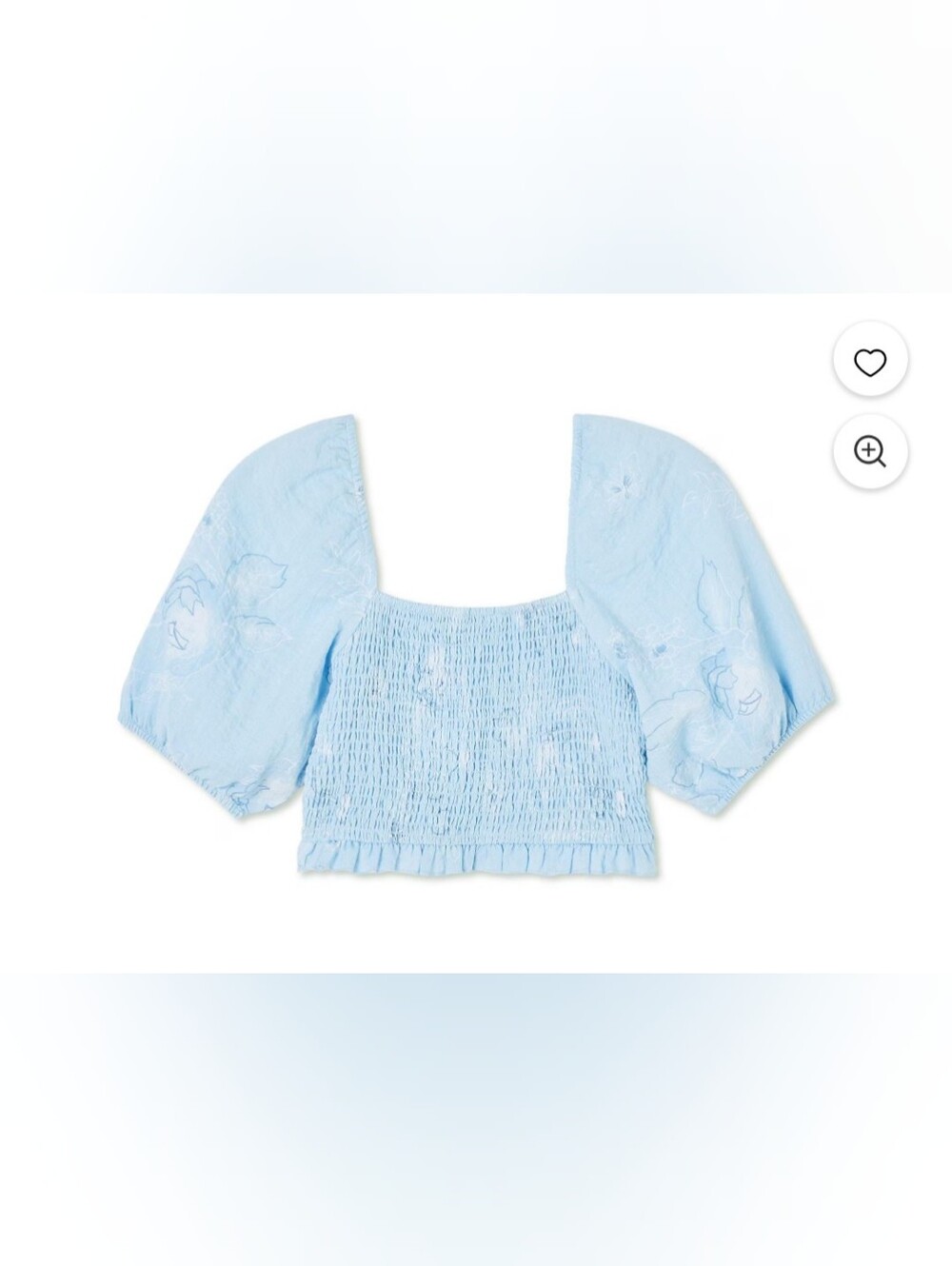NWT George Light Blue Smocked Puff-Sleeve Crop Top
